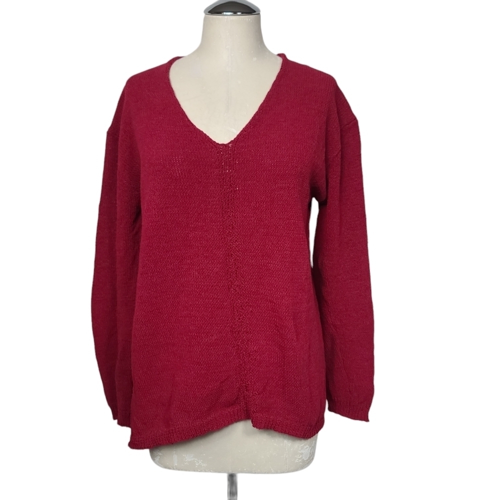 Philosophy Red Fuschia V Neck Sweater L